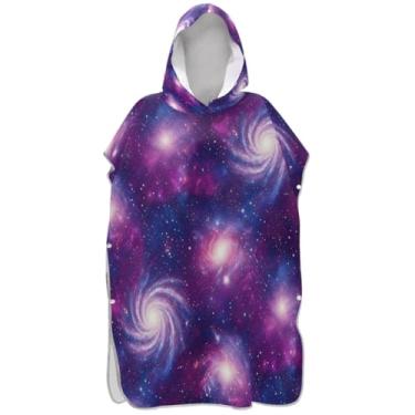 Imagem de Joisal Poncho de surf vibrante galáxia swirlnebulae trocador para Adul Poncho leve masculino feminino com capuz impressão toalha de praia com capuz