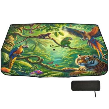 Imagem de Persianas de caminhão de animais da selva para proteção de isolamento térmico de para-brisa guarda-sol de carro 147.3 cm x 75.4 cm sombra de janela frontal do carro