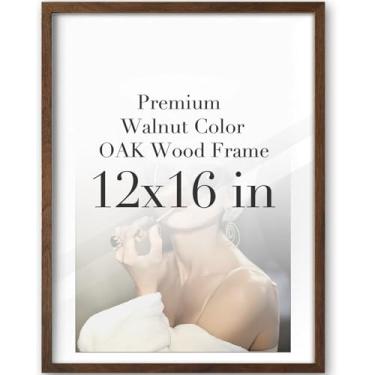 Imagem de iHery Moldura padrão de 30,5 x 40,6 cm, cor de nogueira, madeira de carvalho verdadeiramente natural, com vidro acrílico de alta transparência, fundo de densidade 900, molduras para fotos, design