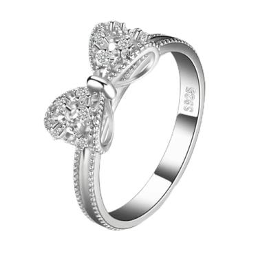 Imagem de Anéis de compromisso de zircônia cúbica, alianças de casamento empilháveis, anel de nó Infinity Forever Love, Titânio, Sem pedra preciosa