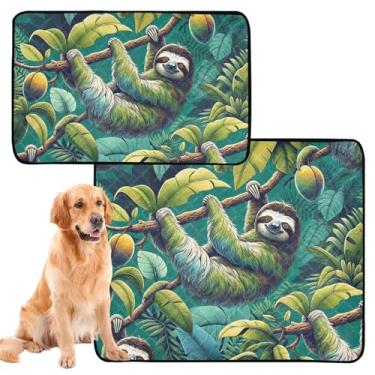 Imagem de Cute Sloth Green Pet Pee Pads for Dogs Wee Wee Pad for Pet Cat Absorventes Cães Pet Training Tapete Impermeável para Caixote do Cachorro, Pequeno x Pacote com 3