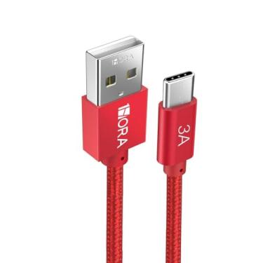Imagem de Cabo de Dados 1 Hora Usb 2.0 A/C Carga Rápida 3A Macho/Macho 2 Metros Vermelho Ampla Compatibilidade Design Resistente