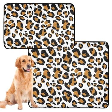 Imagem de TSENQUE Tapetes clássicos de estampa de leopardo marrom branco lavável tapetes reutilizáveis para animais de estimação absorventes absorventes para cães tapete de gaiola de cachorro à prova d'água