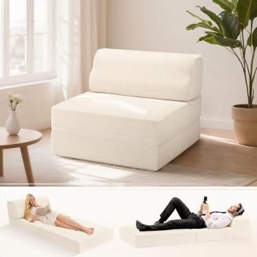 Imagem de Kasunpul Sofá-cama dobrável com travesseiro, cadeira conversível com capa lavável, cama de cadeira dobrável de espuma de memória, sofá futon para sala de estar/dormitório/uso de hóspedes/escritório em