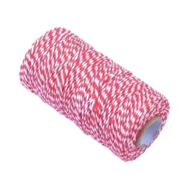 Imagem de Corda De Algodão Vermelha E Branca 100M Para Decoração De Natal DIY E 