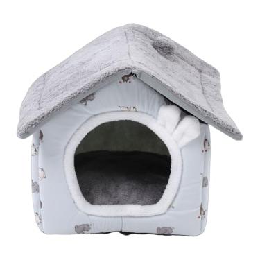 Imagem de GLOGLOW Abrigo para Gatos Ao Ar Livre, Casa para Gatos, Tenda para, Design de Caverna Fechada, 4 Estações, Casa para Animais de Estimação Pequenos, Cama para, Móveis (Cor Cinza Tamanho M)