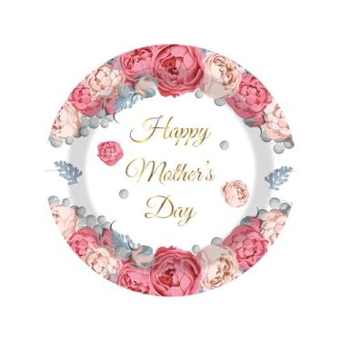 Imagem de XVYLFZNP 40 peças de pratos e guardanapos de papel feliz dia das mães flor rosa prato de papel descartável para decoração de festa do dia das mães suprimentos