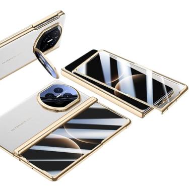 Imagem de FWYANZH Capa de couro para Huawei Mate X7, capa com suporte de proteção de câmera, protetor de tela embutido, dobradiça, capa de telefone com tudo incluído, branca, Mate X7