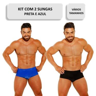 Imagem de Kit Com 2 Sungas Masculinas Preta/Azul Moda Praia