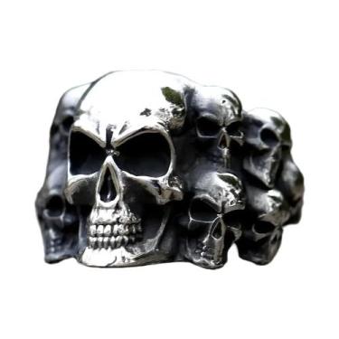 Imagem de Anel Vintage De Caveira Gótica Para Homens Em Aço Inoxidável 316L Joia