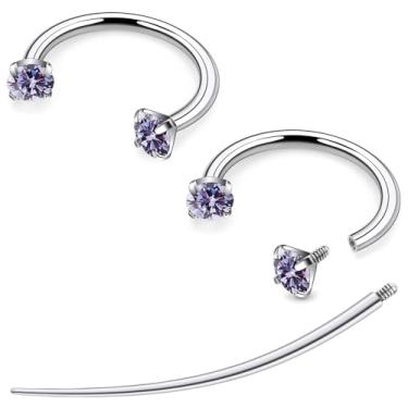 Imagem de Tvalccoy F136 titânio 20/18/16/14 g Ferradura nariz septo lábio orelha piercings 8/10/12 mm cartilagem hélice daith brincos joias para mulheres homens, 20g*1/2in(12mm), Metal, Zircônia cúbica