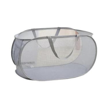 Imagem de Cesto De Roupa Suja Em Malha Dobrável Para Parede, Organizador De Arma