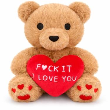Imagem de Leokawin Ursinho de pelúcia dos namorados, ursinho de pelúcia fofo com coração vermelho, presente de pelúcia macio para o dia dos namorados para namorada, namorado, mulheres, homens