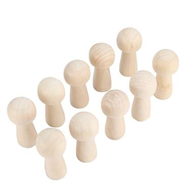 Imagem de Decoração de cogumelo Artesanato de madeira DIY Pintável Mini cogumelos Peg Dolls para crianças em idade pré-escolar Enfeites de árvore de Natal Decorações de prateleira Material