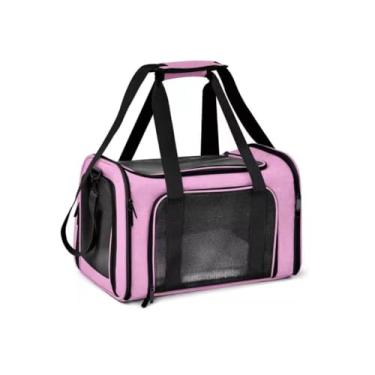 Imagem de Bolsa de Transporte para Cães e Gatos Tipo Mochila – Mala de Viagem Confortável para Pets Pequenos e Médios Aprovada para Avião(Rosa)