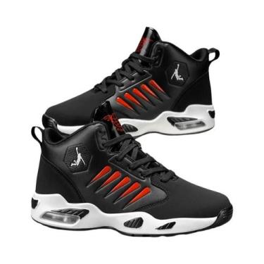 Imagem de Tênis De Basquete Masculino Branco Cano Alto Respirável Com Amortecime