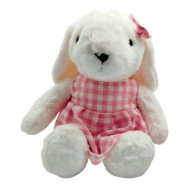 Imagem de Coelho de Páscoas Pelúcia Coelhinho com Roupa Listrada 25cm - Multiart
