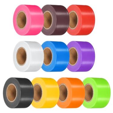 Imagem de PATIKIL Pacote com 10 fitas fluorescentes multicoloridas, 3,8 x 45,7 m, fita neon de PVC não adesiva, fita de rastreio para marcação de árvores, marcação de trilhas