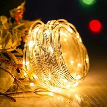 Imagem de LED cordão iluminação 10metros comprimento 66 lâmpadas decoração festas de Natal varal de luzes，luzes area externa，varal de lampadas externo(10 Metros Branco Quente USB,3 UNIDADES)