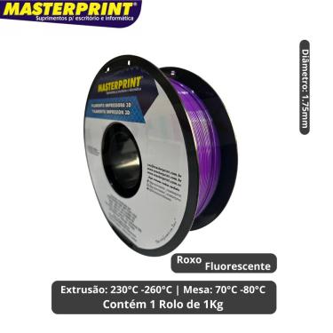 Imagem de Filamento 3D - PETG Roxo Fluorescente - Rolo 1KG (1.75mm)