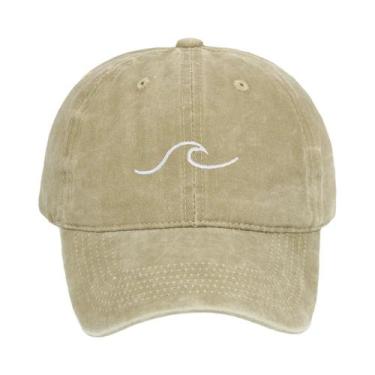 Imagem de Boné De Beisebol Vintage Com Padrão De Ondas Lavadas E Bordado Em Algo