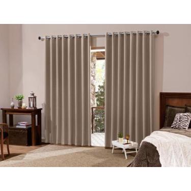 Imagem de Cortina Blackout de Sala e Quarto Em Tecido 3,00 x 2,50 Bege Escuro  A