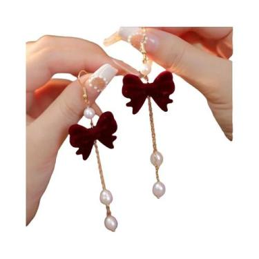 Imagem de Brincos Longos De Natal Com Laço Vermelho, Floco De Neve, Estrela E Co