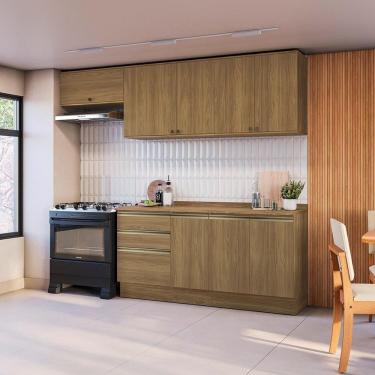 Imagem de Armário De Cozinha Completa 100% Mdf 260cm Nogueira Celeste Kappesberg