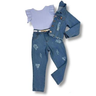 Imagem de Roupa Feminina Infantil Blusa Calça E Jaqueta Criança Luxo - AK Fashio