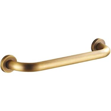 Imagem de Barras de apoio de braço de latão montado na parede acabamento escovado trilho de suporte de segurança para idosos/deficientes ajuda a segurar vaso sanitário/chuveiro dourado (tamanho: 40 cm) ()
