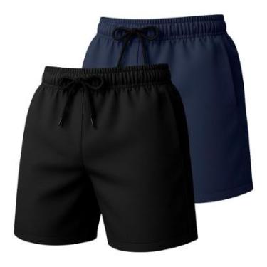 Imagem de Kit 2 Short Tactel Masculino Praia Liso com Bolsos Cós Elástico Ajustável-Masculino