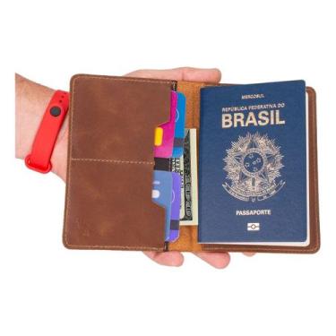 Imagem de Porta Passaporte Documentos Cartões Cédulas Couro Bovino - Ello Griff,