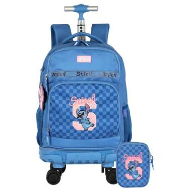 Imagem de Kit Escolar Lilo Stitch Mochila Rodas + Estojo Box - Luxcel