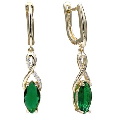 Imagem de Vuskdtei Brincos femininos banhados a ouro 18 K, brincos hipoalergênicos de zircônia cúbica, brincos elegantes para lustre, joias modernas, One Size, Latão, Zircônia cúbica