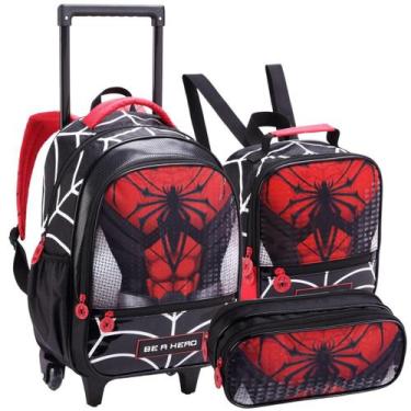 Imagem de Kit Escolar Estampa Herói com Mochila de Rodinhas Lancheira Térmica Es