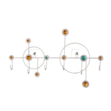 Imagem de KEG801302 Cabide para casaco e chapéu criativo montado na parede com 6 ganchos chave decorativa gancho de roupas para entrada, quarto, varanda (branco)