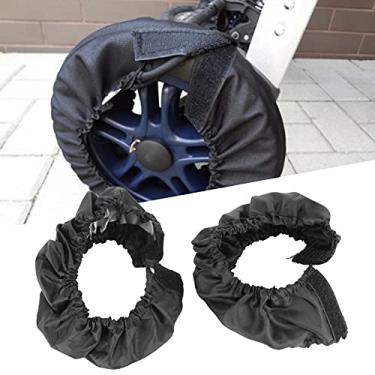 Imagem de ZAWELIYO 2 Pçs Capa de Roda de Carrinho de bebê Oxford Pano Protetor de Roda à Prova de Poeira para Carrinho de bebê e Cadeira de Rodas Reutilizável Lavável (Cobertura de grande)