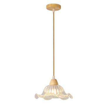 Imagem de Luminária pendente de vidro transparente para ilha de cozinha, estilo nórdico moderno, com cúpula de vidro em formato de flor, ideal para sala de jantar, quarto, sala de estar e ambientes es