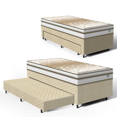 Imagem de Cama Box com Colchão de Molas Ensacadas Double Face Pillow Euro Alfa Probel + Auxiliar de Espuma Unique Solteiro 88cm