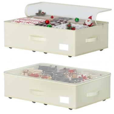 Imagem de EE-RoomWorld Armazenamento sob a cama com rodas, não é necessário montar caixas de armazenamento sob a cama de 19 cm de altura, grande capacidade de enrolar sob a cama, recipientes de armazenamento de