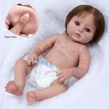Imagem de Boneca Bebê Reborn Realista 100% Silicone Bonita Fio a Fio - Cegonha R