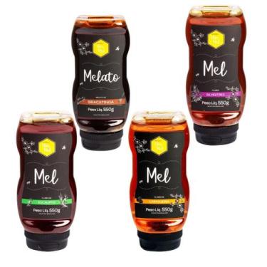 Imagem de Mel bracatinga, silvestre, laranjeira e eucalipto 550g apiario flor de