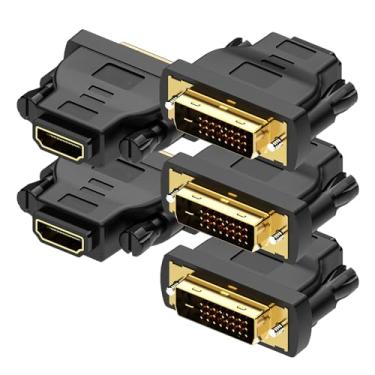 Imagem de MMOBIEL Adaptador HDMI para DVI - bidirecional - DVI-D macho Dual Link para HDMI fêmea - Conversor suporta monitor, PC, TV, jogos, projetor - 1080p Full HD 60Hz - Conector dourado - pacote com 5
