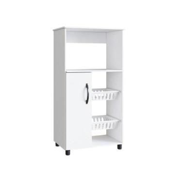 Imagem de Balcão Kelly para Forno com Fruteira 2 Portas 1 Gaveta - IRM, BRANCO