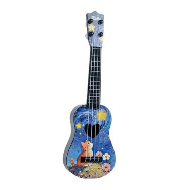 Imagem de harayaa Ukulele de brinquedo infantil com 4 cordas, instrumento musical de 42 cm (16,5 polegadas), ideal para meninos, meninas e crianças pequenas. Ótimo, Azul