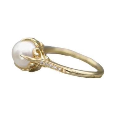 Imagem de Anel De Casamento Feminino De Luxo Com Imitação De Pérola, Joia Femini