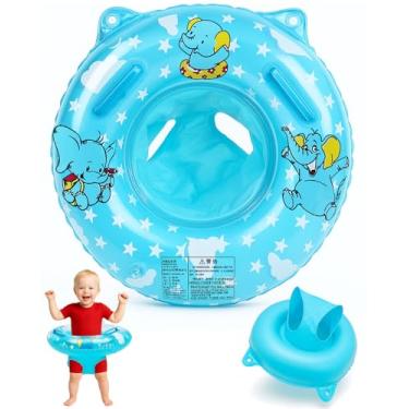 Imagem de Boia de piscina para bebês, boia de natação inflável com assento de segurança para crianças de 6 a 36 meses, boias para bebês para banho ou auxílio de treinamento de natação (azul)