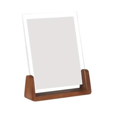 Imagem de Porta-Retrato De Acrílico Transparente Em Formato U De Madeira Nogueir