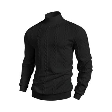 Imagem de Suéter Casual Masculino De Gola Alta Em Jacquard Para Outono E Inverno
