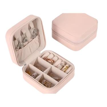 Imagem de Porta Jóias Portátil | Kits 1 e 5 Peças | Caixa + Bolsa de Armazenamento | Colares, Brincos & Anéis (ROSA SALMÃO,5)